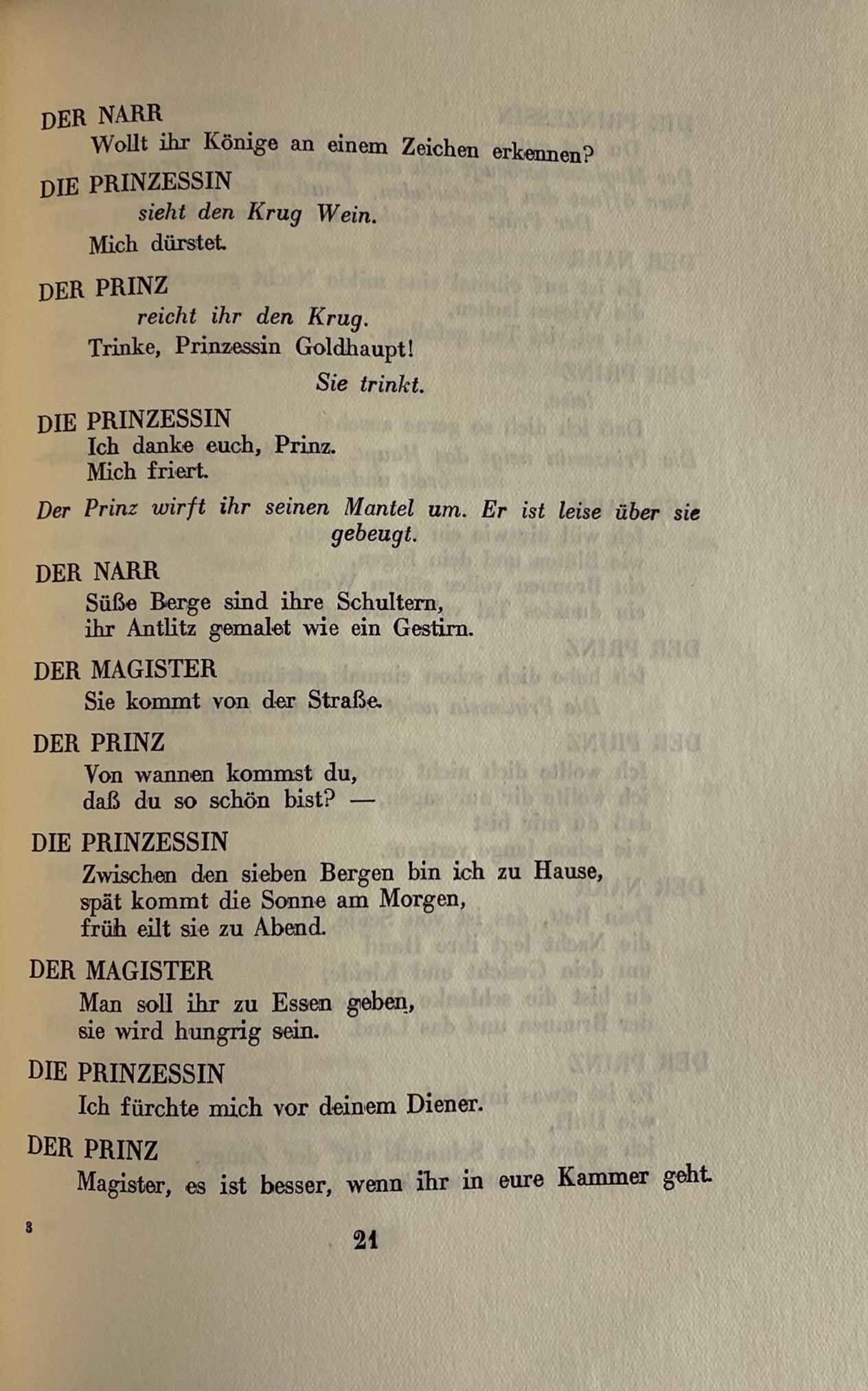 Tekstfragment uit Die Prinzessin auf der Erbse van Alois Johannes Lippl