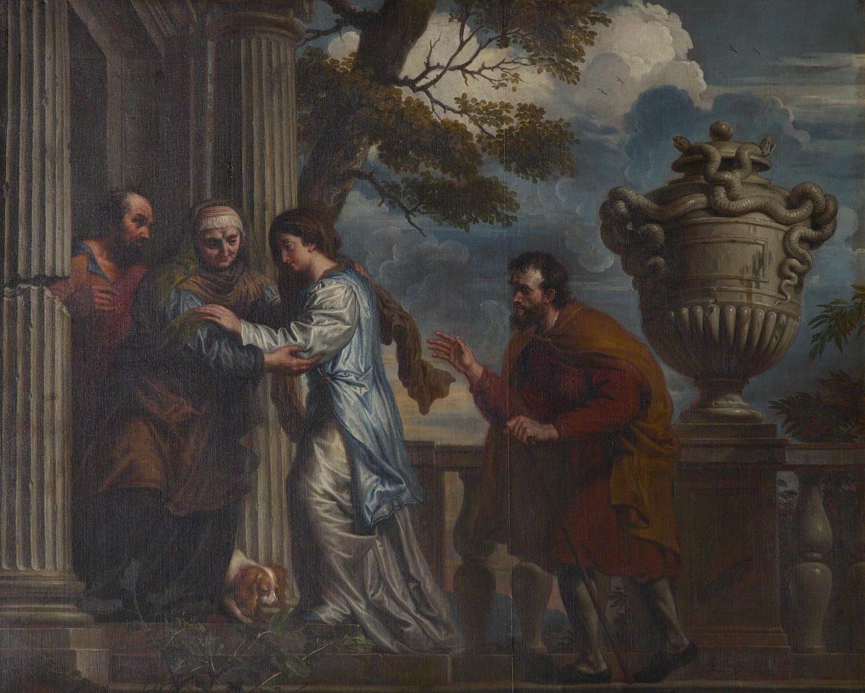 Schilderij Maria bezoekt haar nicht Elisabeth door Jan-Erasmus Quellin