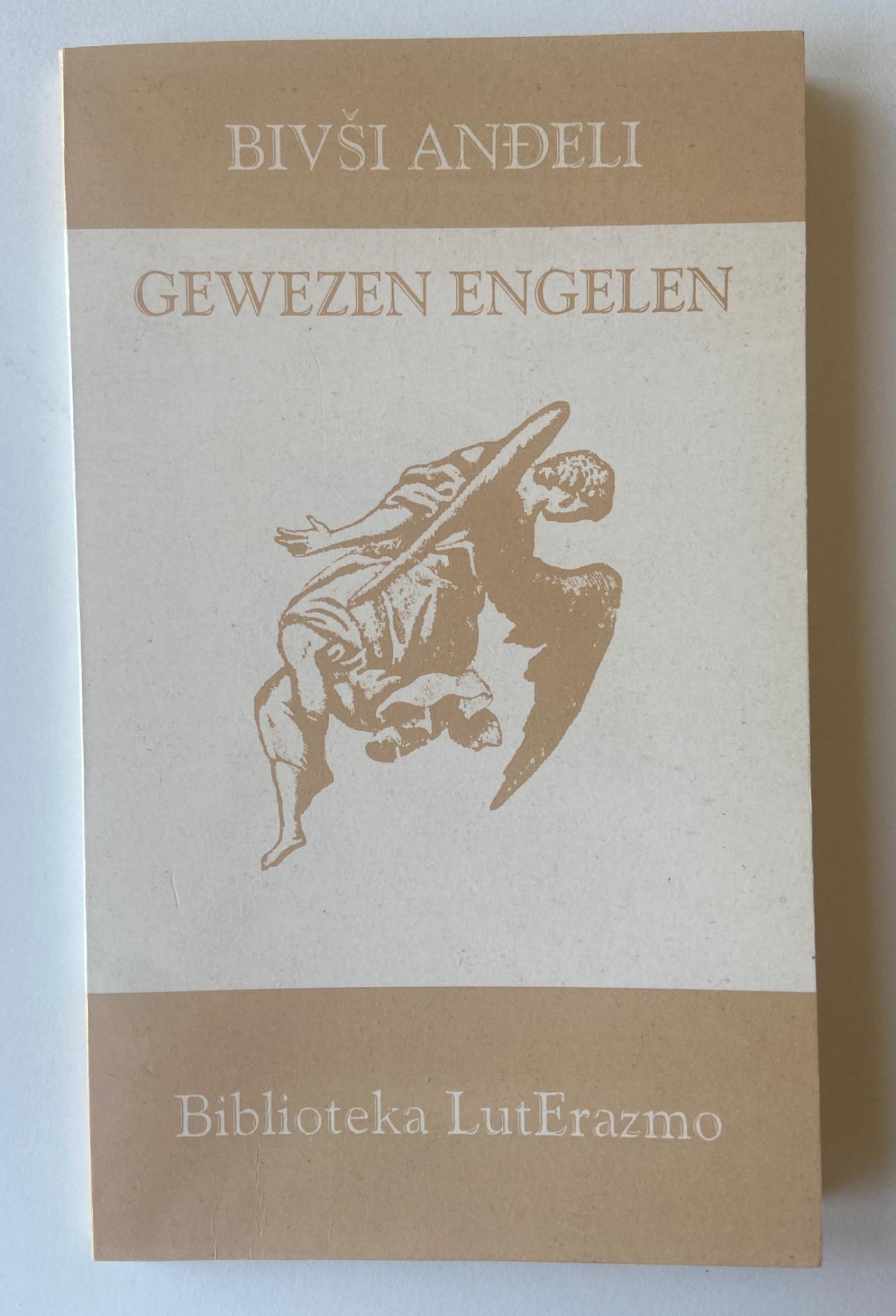 Cover dichtbundel Gewezen Engelen: titel en illustratie rugwaarts vallende engel