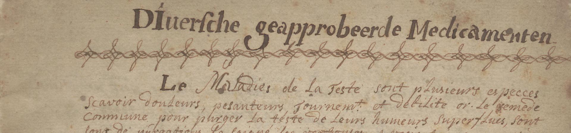 Handgeschreven bladzijde uit vroegmodern werk over anatomie