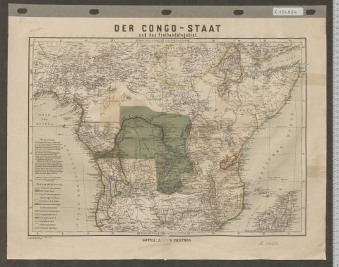 Kaart uit 1885, 'Der Congo-Staat und das Freihandelsgebiet' van Hermann Habenicht