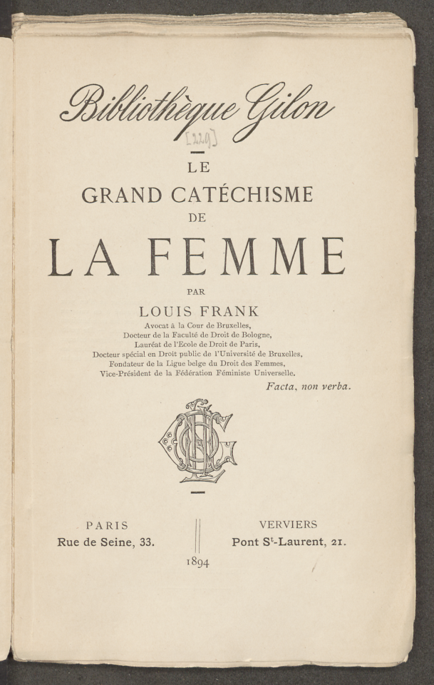 Titelblad Le grand catéchisme de la femme