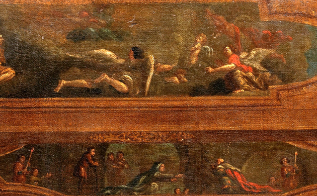 Uitsnede plafondschilderijen Bovensodaliteit met de Purificatie van Onze-Lieve-Vrouw door Jan-Erasmus Quellin (1634-1715)